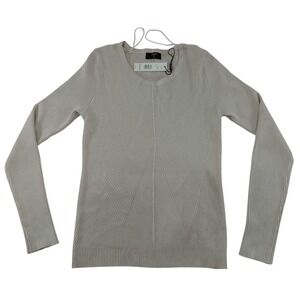 Tahari Pale Platinum Ribbed Sweater‎ Large Long Sleeve Knit Top New